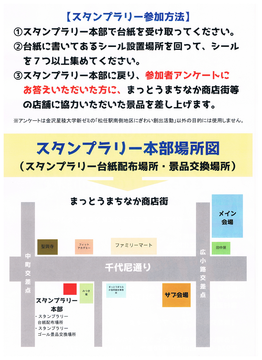 スタンプラリーの参加方法・本部場所をご案内しております。